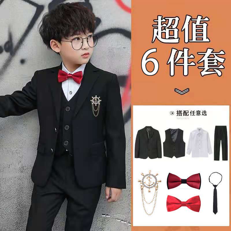 Children suits suit plus suede boy gown Spring and autumn piano for summer small host costumes boy Western suit