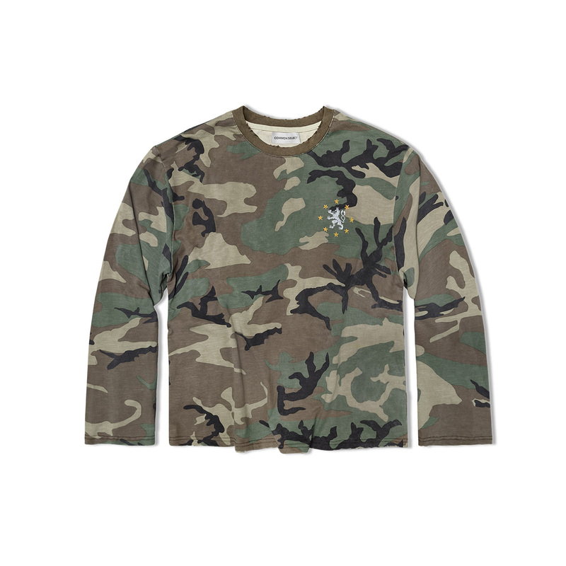 Commonselect [Star Ring Badge] Bamboo Camouflage Print Long Sleeve T-Shirt