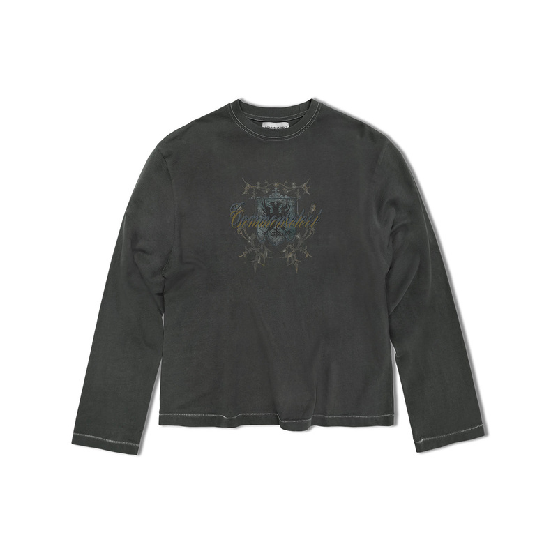 Commonselect [Ship Flag Badge t] Washed Print Long Sleeve T-Shirt