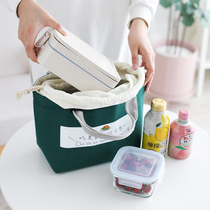 Day Style Lunch Box Handbag Round Canvas Insulated Bag Thickened Aluminum Foil Office Meal Kits Bag Cute Waterproof