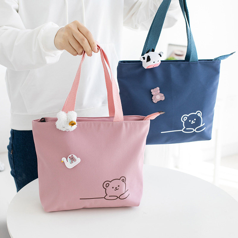 Japanese-style student ladies hand-held canvas bag leisure shopping tutorial remedial school bag large-capacity portable canvas shopping bag