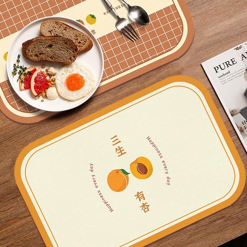 Fruit Dining Mat Waterproof Anti-Oil Pvc Superior Sense Insulation Mat Light Lavish Elementary School Kids Pets and Anti Burn Chinese Table