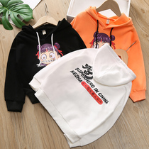 Net red girls sweater 2021 autumn new Korean version of the baby hooded casual top boys cartoon printing T-shirt