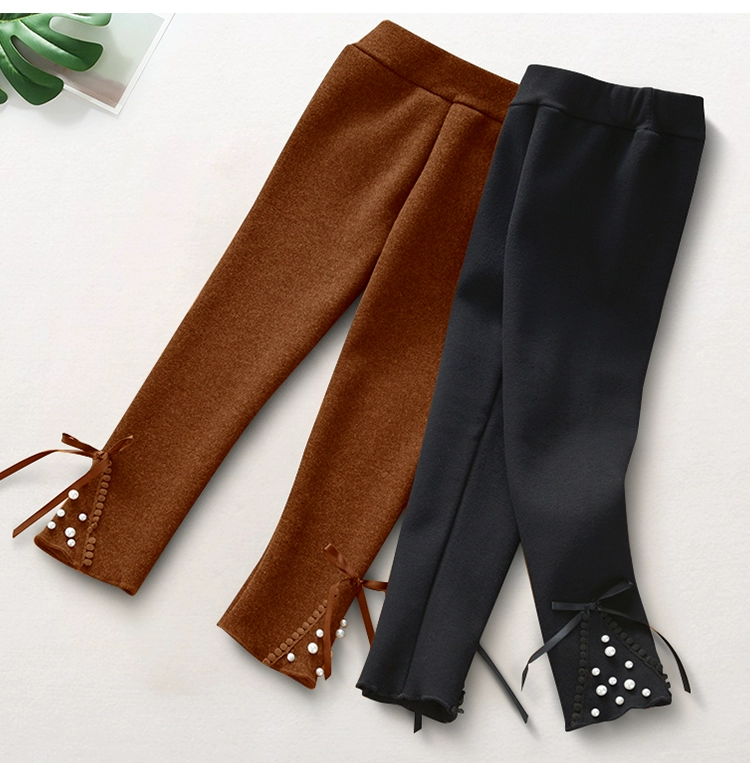 Quần legging cho bé gái 2019 mùa đông mới nữ hàn quốc cộng quần âu nhung trẻ em quần dài dày ấm áp - Quần