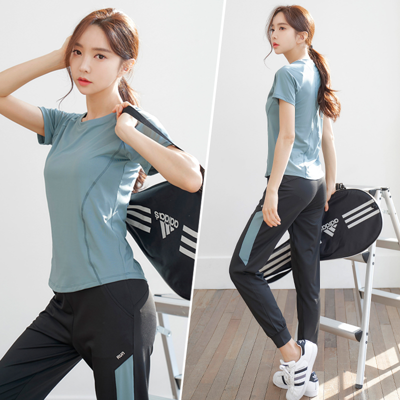 Sports Suit for Women, Summer, Spring and Autumn Yoga Clothes, Quick-Drying, Loose-Fitting, Gym Running, Slimming, Internet Celebrity Morning Running Fitness Clothes