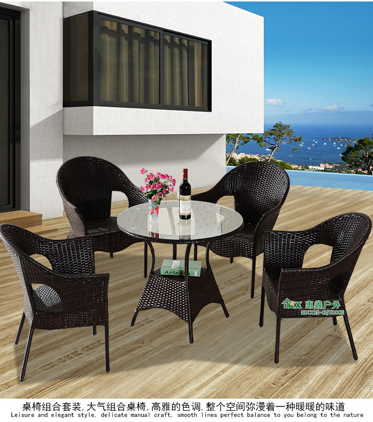 Sân ban công bảng và ghế ba mảnh mía đồ nội thất ghế ngoài trời wicker ghế năm mảnh kết hợp ngoài trời thanh mây bàn ghế ghế cafe ngoài trời