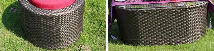 Sofa mây ban công tròn mây sofa ngoài trời giải trí sofa ngoài trời sân vườn PE mây sofa mây bàn cà phê ngoài trời