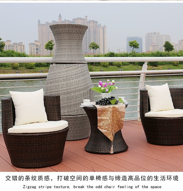 Ghế mây sáng tạo Bàn ghế ngoài trời Bàn ghế mây Bàn cà phê Bộ ba mảnh Bàn ban công và ghế giải trí Ghế mây nhỏ kết hợp nội thất - Bàn ghế ngoài trời / sân bàn gỗ ngoài trời
