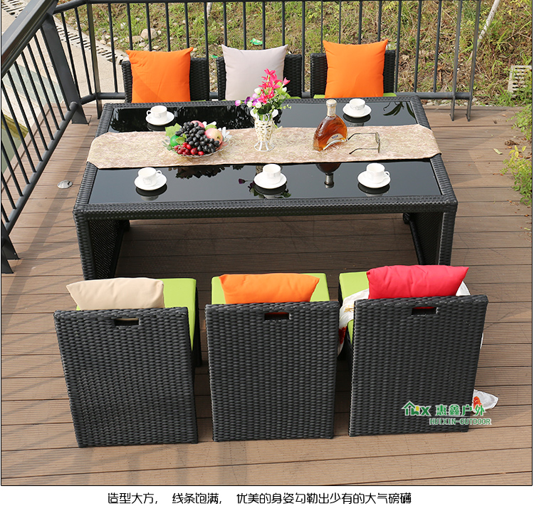 Nội thất sáng tạo bàn ghế mây năm mảnh kết hợp ban công giải trí bàn ghế sân vườn thanh mây ngoài trời wicker ghế ngoài trời bàn cafe ngoài trời