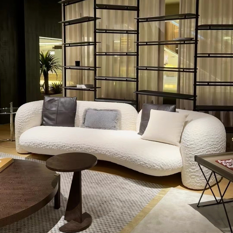 Nordic Modern Minimalist Curved Sofa Designer Creative Small Apartment Living Room Beauty Salon Cream Style Fabric Sofa Nordic Modern Minimalist Curved Sofa Designer Creative Small Apartment Living Room Beauty Salon Cream Style Fabric Sofa