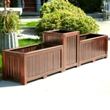 Наружная анти -коррупционная деревянная цветочная коробка Комбинированная прямоугольная инженерная карбонизированная твердое дерево цветочниц