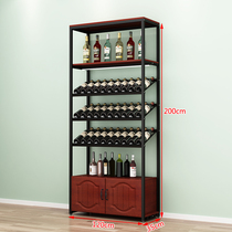 Iron wine cabinet display rack simple wine wine rack with light floor display cabinet bar partition rack supermarket