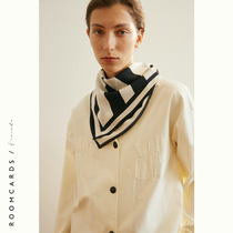 ROOMCARDS designer brand rice black hand-painted 100% mulberry silk printing large square silk scarf headscarf