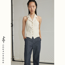 ROOMCARDS independent designer brand beige linen silk vintage suit waist waistcoat