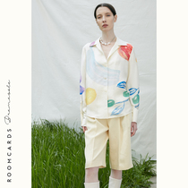 ROOMCARDS independent designer fruit print 100% mulberry silk holiday feel shirt