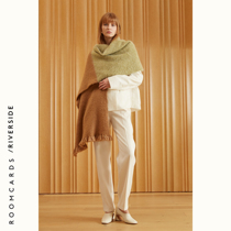 ROOMCARDS independent designer brand Brown spell green ultra-fine alpaca hair bristles oversized scarf shawl