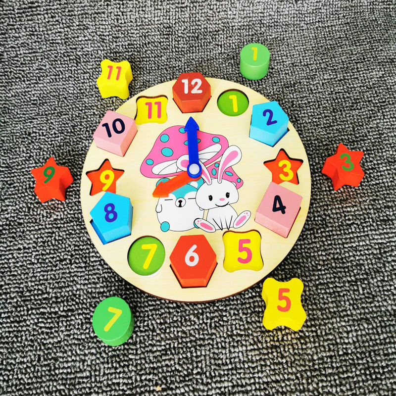 1-2-3-4 Year Old Children Digital Clock Geometric Shapes Cognitive Building Blocks Early Teaching Aids Kindergarten Puzzle Force Toys