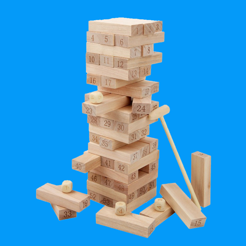 Children's Puzzle Stacks Leaps Balance Layer Cascade Stack Wood Strips Draw and Stack High Pumping Building Blocks Wood Table Tours Toys-Taobao