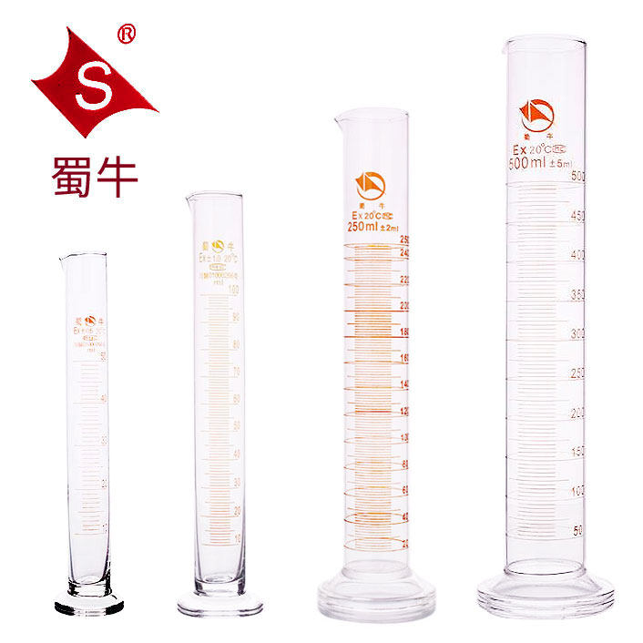 蜀牛玻璃量筒100ml/2000ml 玻璃刻度量筒 实验室直型量杯烧杯