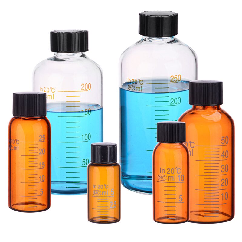 透明玻璃血清瓶 螺口刻度分装瓶 实验用样品瓶 150ml-500ml容量选择