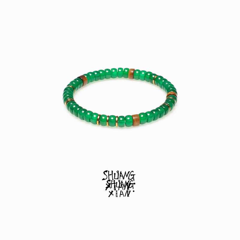 Shangxian Original Design "Green Gold Di" Cultivated Emerald Pill Ximugreen Bracelet for Men as a Gift