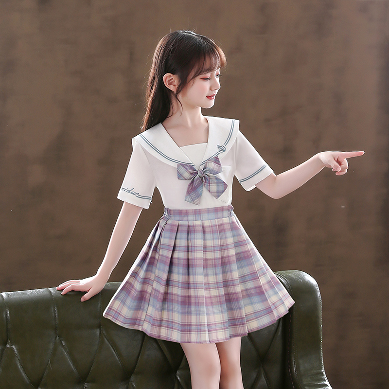 Girls dresses summer jk uniform suit skirt Student college style two-piece skirt 2021 new children's clothing summer