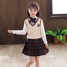 детская форма 女童秋冬款jk制服裙子学院风校服套装英伦风小学生儿童班服三件套