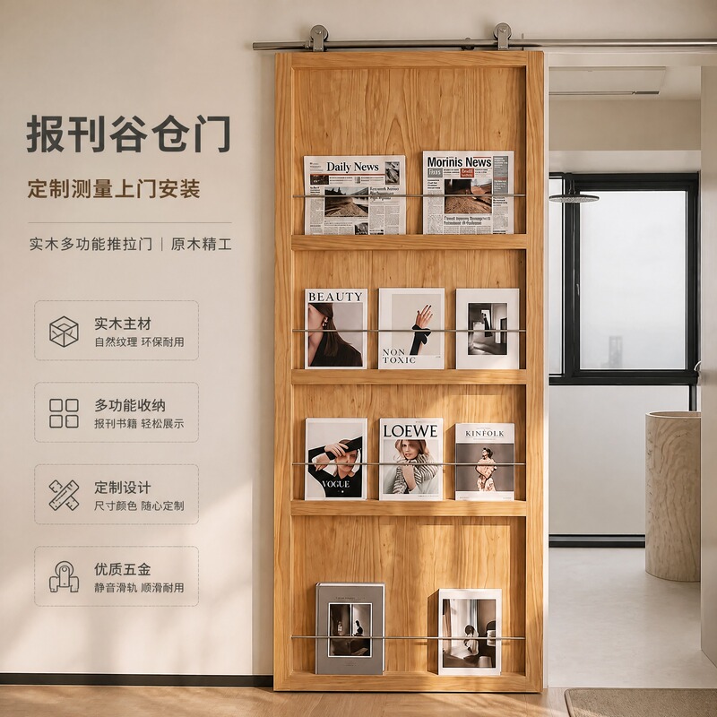 Solid Wood Bookshelf Door, Barn Door, Newspaper and Magazine Decoration, Vintage Door, Bedroom Sliding Door, Ghost Door, Invisible Door Solid Wood Bookshelf Door, Barn Door, Newspaper and Magazine Decoration, Vintage Door, Bedroom Sliding Door, Ghost Door, Invisible Door