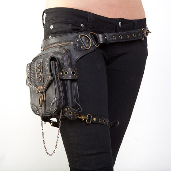 Steampoonk retro lady single shoulder bag bag male locomotive cycle bag motorcycle bag metal rivets
