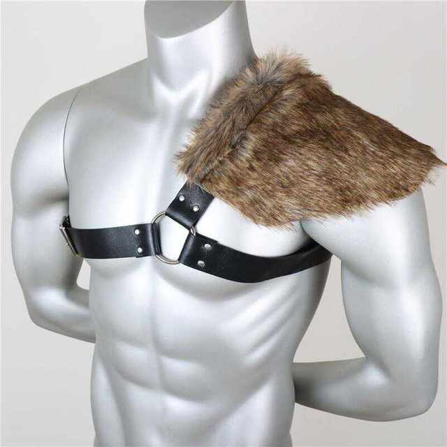 Medieval Viking Shoulder Armor, Furry Celtic Retro Knight Cosplay Props, Leather Armor for Men and Women