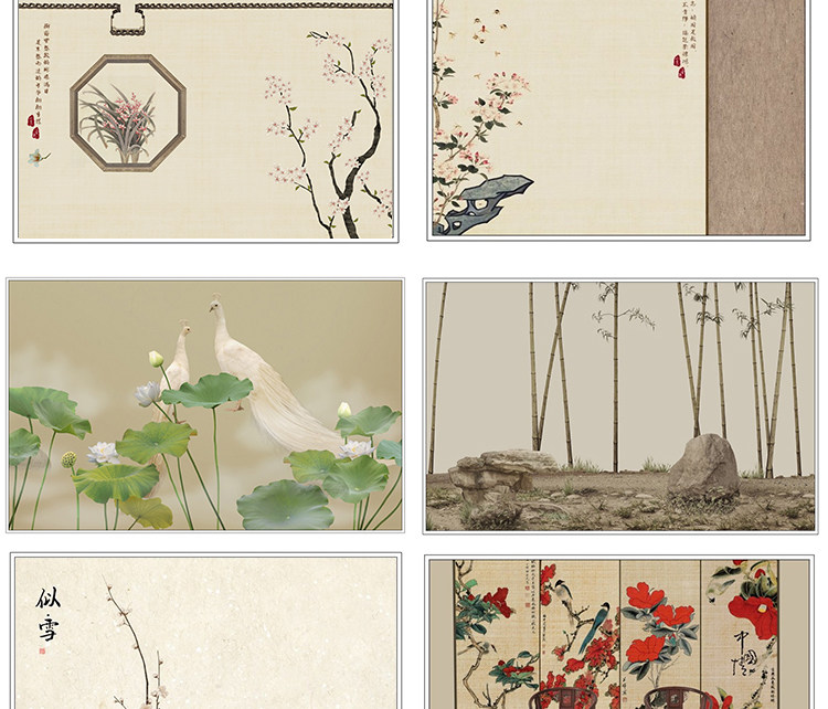 PS模板-58款中国风复古工笔画 古装设计素材宫廷 PSD模板！插图5小新卖蜡笔