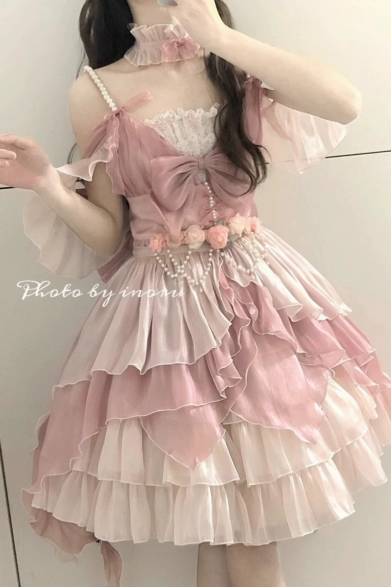 Фуксия платье, маленький принцесса костюм, Lolita стиль, Lolita Jsk