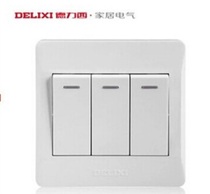 Delixi 86 wall switch three open single control three position single control fluorescent large board Switch 3 open CD210 series