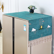 Refrigerator cover towel dust cover cloth Chinese refrigerator curtain pastoral fabric jacquard hanging cover home double open door