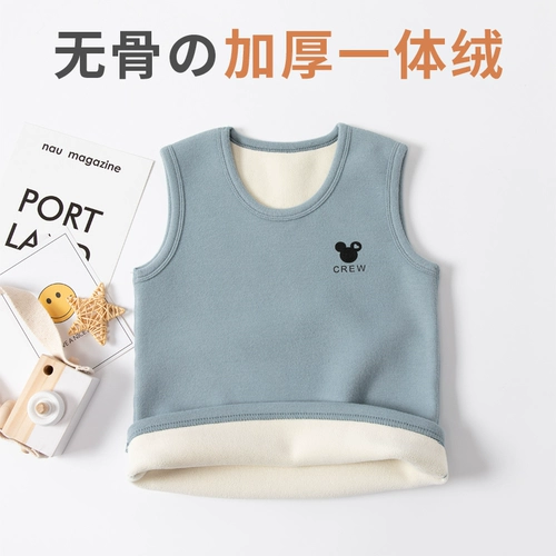 Детская удерживающая тепло флисовая майка топ, базовый демисезонный жилет для мальчиков, увеличенная толщина