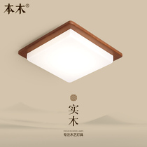 New Chinese bedroom ceiling lamp simple modern solid wood aisle walnut color Nordic room LED balcony lamps