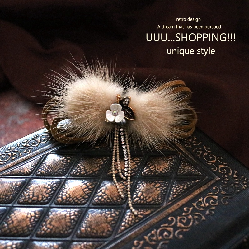 Trâm Phụ nữ Áo len Áo len Big Pin Buckle Retro Chồn Tóc Ngực Hoa Mùa Thu và Phụ Phụ Mùa Đông huy hiệu kute