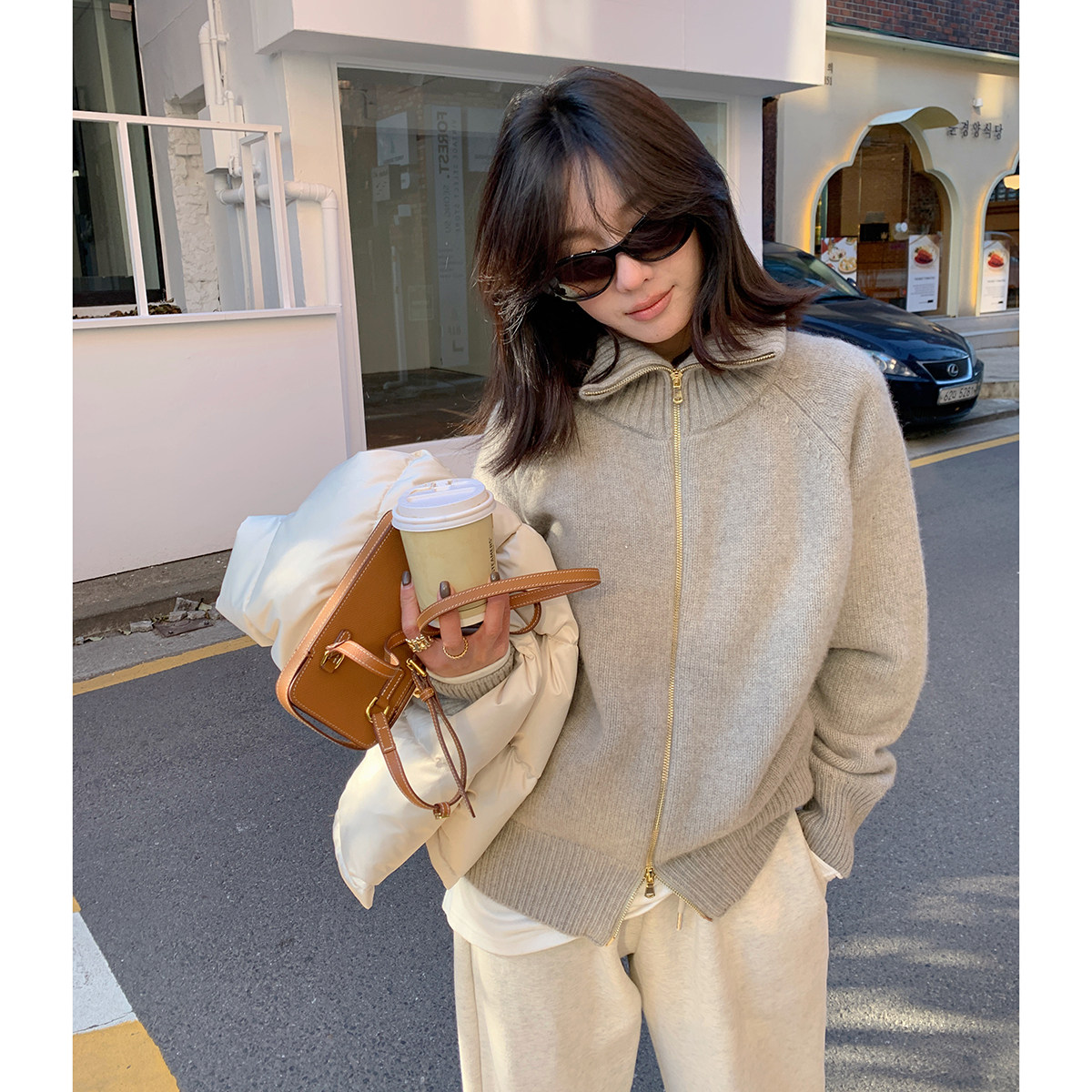 LICKYSENIOR Current issue Must have all-round zipper sweater women Winter high collar Lazy Wind Jacket-Taobao