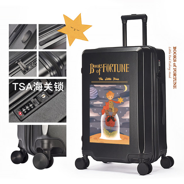 Fisherman and Orange Bird original suitcase trolley case boarding case black 24-inch students suitcase aluminium frame universal wheels