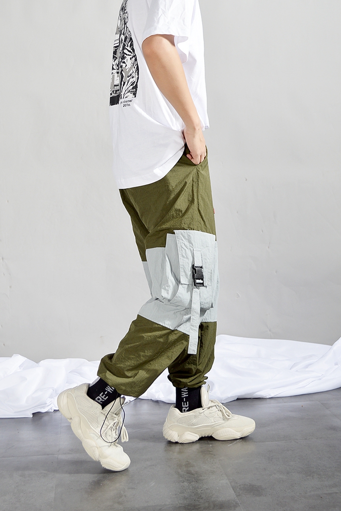 Ins country triều hip-hop chức năng gió nhiều túi quần yếm nam rời thủy triều thương hiệu thẳng chân 侃 với quần quần short kaki nam