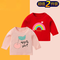 Children t-shirt long sleeve pure cotton thin section girl blouse spring and autumn female baby clothes two-piece blouse baby autumn clothes