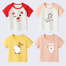 Female Baby Short Sleeve T-shirt Baby Red Blouse Baby Boy Dress Pure Cotton Girl Half Sleeve 2 Year Old Foreign Air Small Shirt Summer Dress