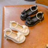Летняя черная нескользящая детская обувь для кожаной обуви для принцессы, мягкая подошва
