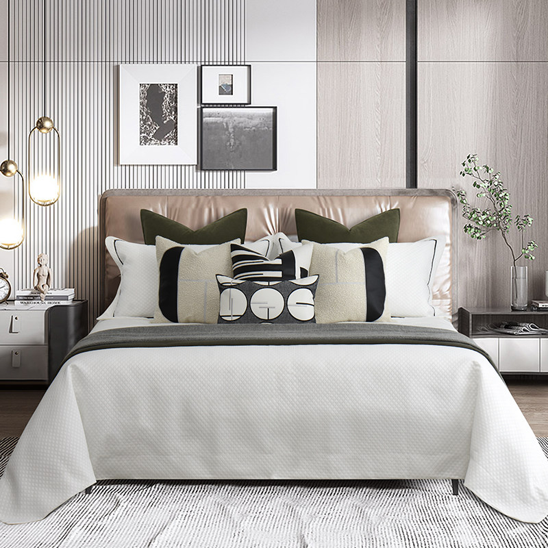 Modern minimalist fashion luxury temperament model room multi-piece bedding simple craftsmanship collocation style soft decoration display