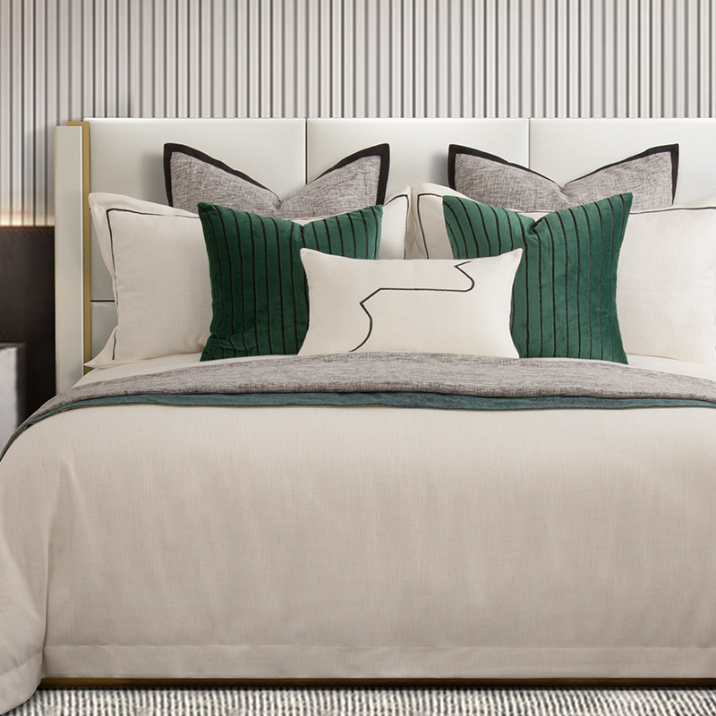Minimalist light extravagant board Multi-piece set of soft fit for a green modern-like room Home showroom Bed Bedding