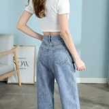 Осенние джинсы, штаны, леггинсы, высокая талия, 2021 года, оверсайз, свободный прямой крой