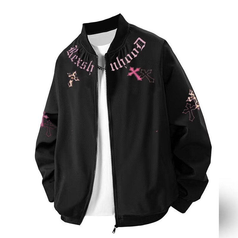 American Retro Style Starry Sky Print Trendy Men's Fashion Design Stand Collar Baseball Jacket Trendy Brand Jacket Coat American Retro Style Starry Sky Print Trendy Men's Fashion Design Stand Collar Baseball Jacket Trendy Brand Jacket Coat