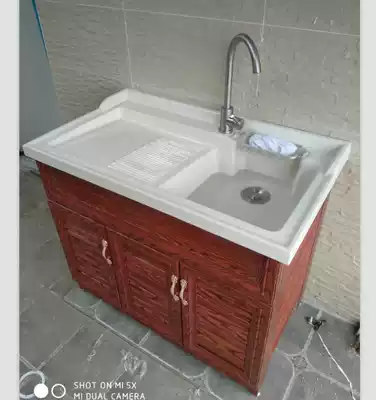 Floor-to-ceiling balcony space aluminum washroom stainless steel bathroom cabinet combination with washboard quartz stone pool laundry pool