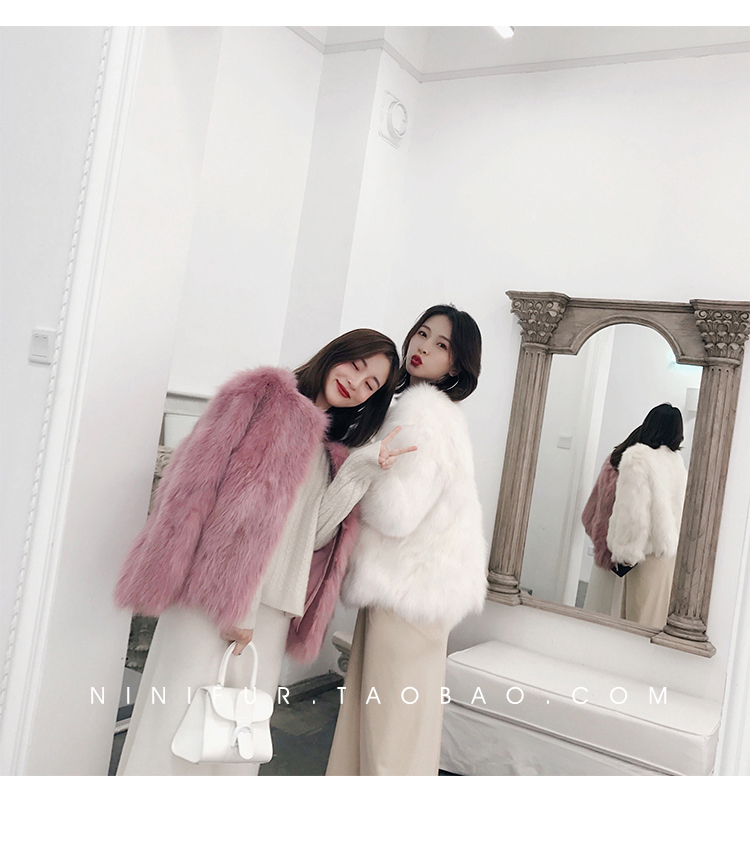 Neon gia đình lông 2018 mùa đông chống mùa cổ điển wan nian tinh khiết màu lông cáo lông cỏ là mỏng ngắn nữ áo da lót lông cừu