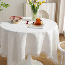 Light luxury high-sense round table cloth tablecloth desk white birthday photo French network red in wind modern
